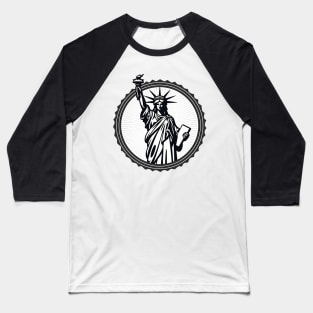 Black and white Statue of Liberty Emblem Baseball T-Shirt